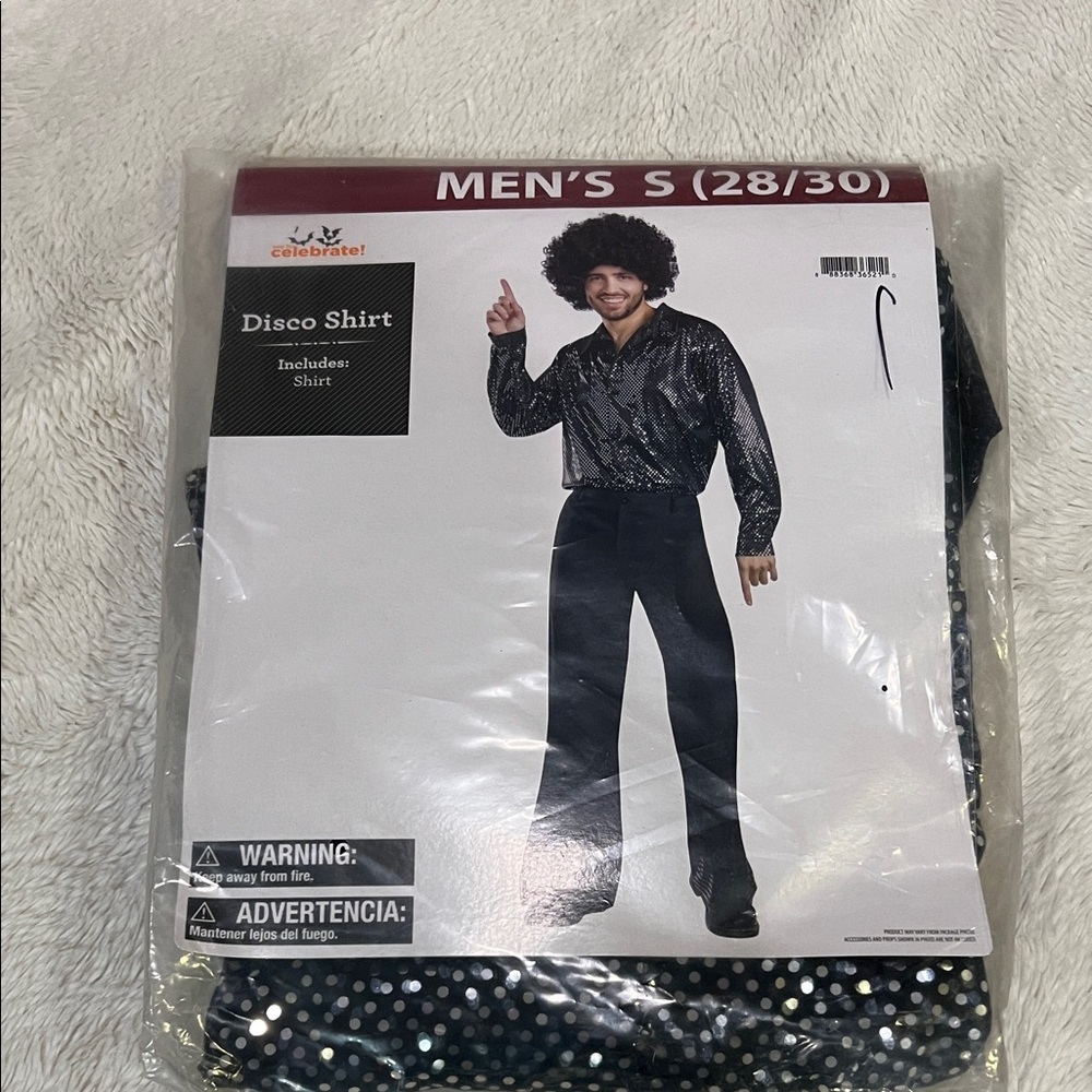 Men's Disco Shirt Black and Silver Small NWT